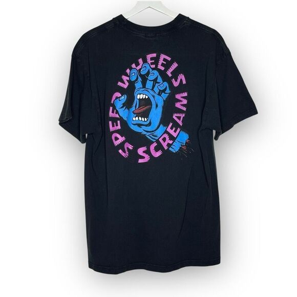 Santa Cruz T-Shirt Black Blue Skateboard Speed Wheels Scream Hand Unisex Large - Picture 2 of 12